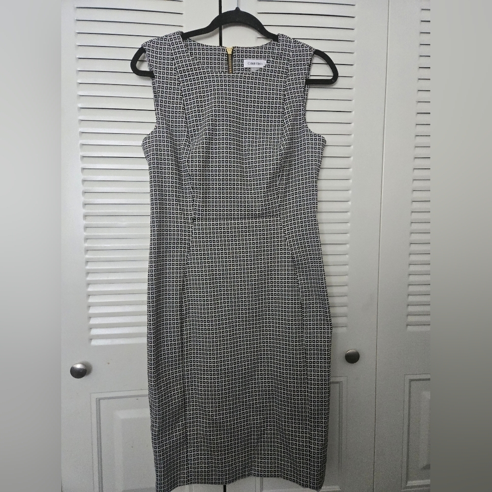 Calvin Klein Sheath Dress Black & White Size 8 - Picture 1 of 8